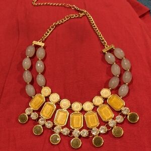 Elegant Gold and Gray Statement Necklace